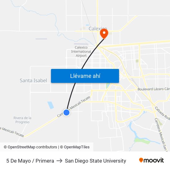 5 De Mayo / Primera to San Diego State University map