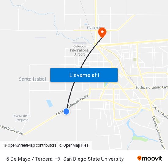 5 De Mayo / Tercera to San Diego State University map
