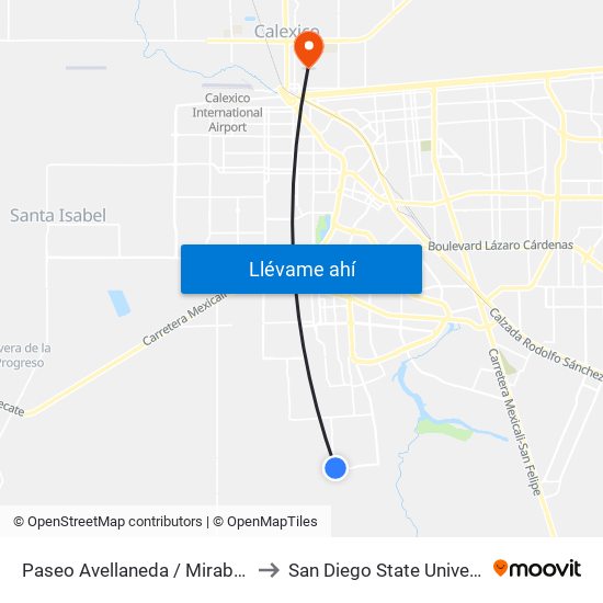 Paseo Avellaneda / Mirabueno to San Diego State University map