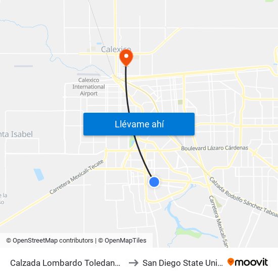 Calzada Lombardo Toledano / Coapa to San Diego State University map