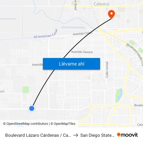 Boulevard Lázaro Cárdenas / Capitán Juan Mange to San Diego State University map