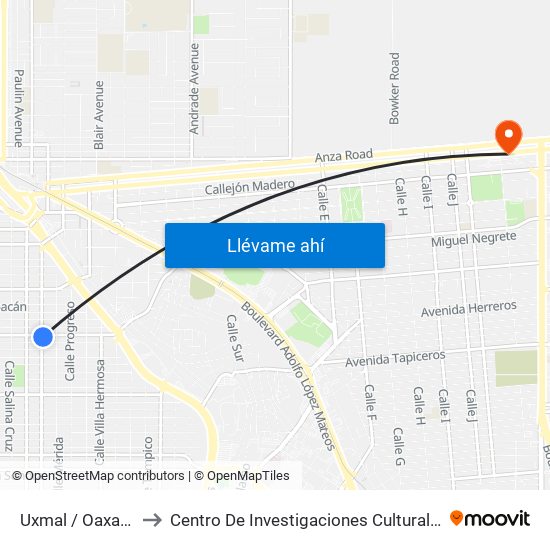 Uxmal / Oaxaca to Centro De Investigaciones Culturales map