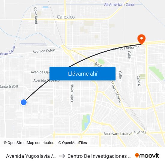 Avenida Yugoslavia / Bélgica to Centro De Investigaciones Culturales map