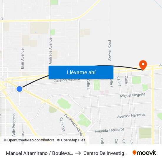 Manuel Altamirano / Boulevard Adolfo López Mateos to Centro De Investigaciones Culturales map