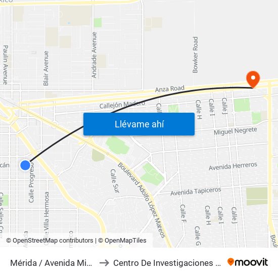 Mérida / Avenida Michoacán to Centro De Investigaciones Culturales map