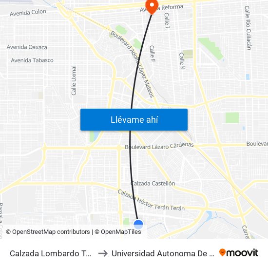 Calzada Lombardo Toledano / Boxeadores to Universidad Autonoma De Durango Campus Mexicali map