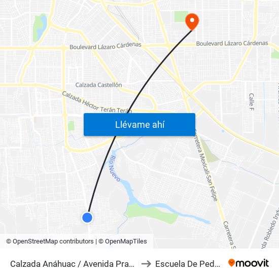 Calzada Anáhuac / Avenida Prado Del Rey to Escuela De Pedagogia map