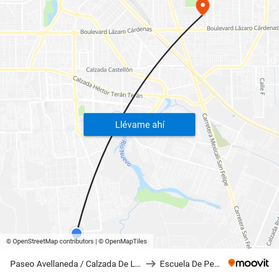 Paseo Avellaneda / Calzada De Los Monarcas to Escuela De Pedagogia map