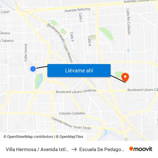 Villa Hermosa / Avenida Ixtlán to Escuela De Pedagogia map