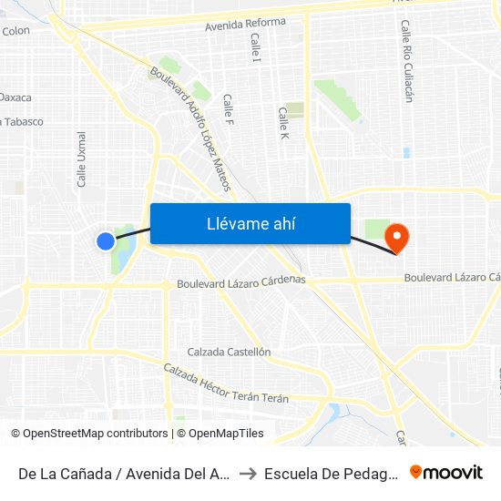 De La Cañada / Avenida Del Arroyo to Escuela De Pedagogia map