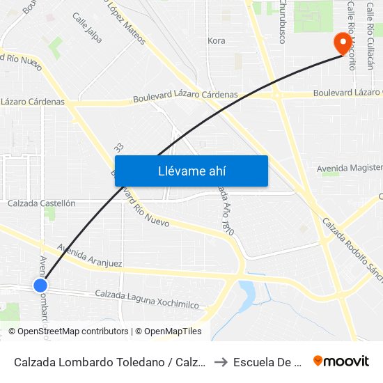 Calzada Lombardo Toledano / Calzada Laguna Xochimilco to Escuela De Pedagogia map