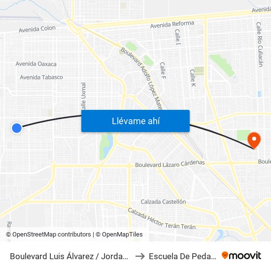 Boulevard Luis Álvarez / Jordania Norte to Escuela De Pedagogia map