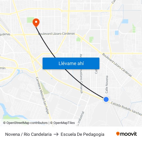 Novena / Río Candelaria to Escuela De Pedagogia map