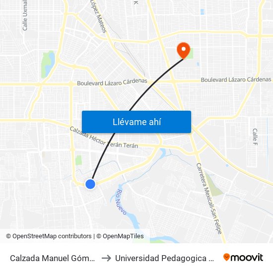 Calzada Manuel Gómez Morín / Laguna Viesca to Universidad Pedagogica Nacional, Unidad 021 Mexicali map