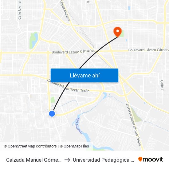 Calzada Manuel Gómez Morín / Calzada Anáhuac to Universidad Pedagogica Nacional, Unidad 021 Mexicali map