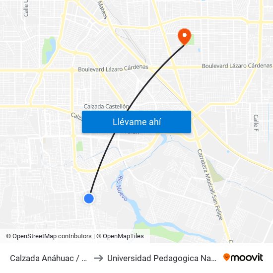 Calzada Anáhuac / Avenida Formentera to Universidad Pedagogica Nacional, Unidad 021 Mexicali map