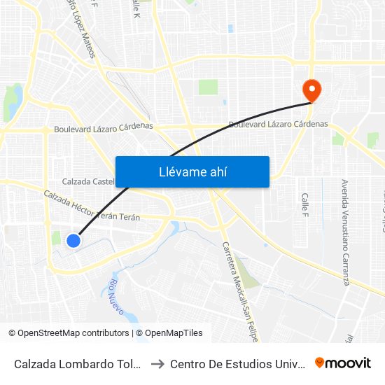 Calzada Lombardo Toledano / Boxeadores to Centro De Estudios Universitarios Xochicalco map