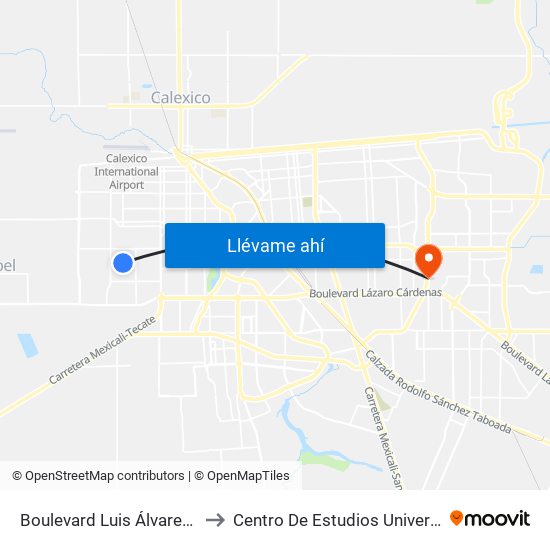 Boulevard Luis Álvarez / Avenida Kenia to Centro De Estudios Universitarios Xochicalco map