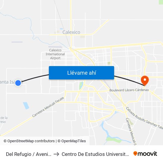 Del Refugio / Avenida Saturno to Centro De Estudios Universitarios Xochicalco map