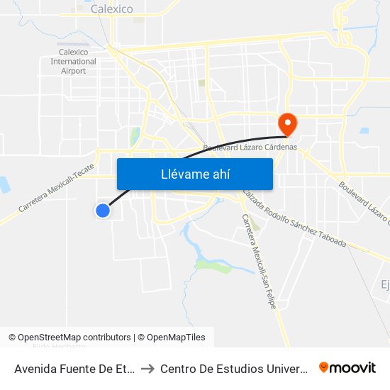 Avenida Fuente De Etiopía / Justicia to Centro De Estudios Universitarios Xochicalco map