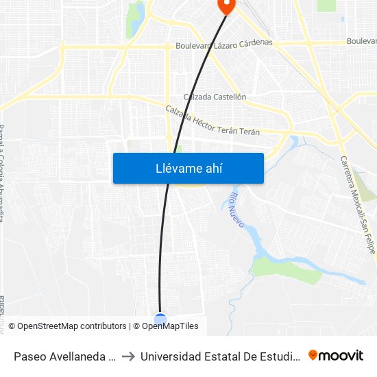 Paseo Avellaneda / Mascardi to Universidad Estatal De Estudios Pedagogicos map