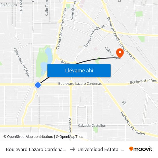 Boulevard Lázaro Cárdenas / Calzada De Los Presidentes to Universidad Estatal De Estudios Pedagogicos map