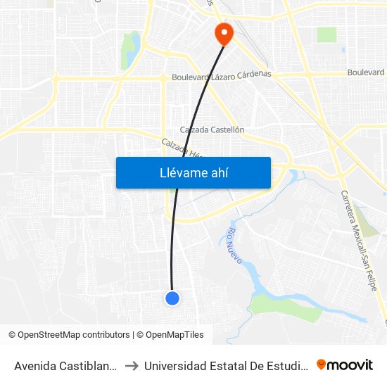 Avenida Castiblanco / Priego to Universidad Estatal De Estudios Pedagogicos map