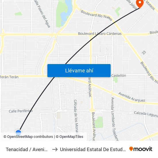 Tenacidad / Avenida Grandeza to Universidad Estatal De Estudios Pedagogicos map