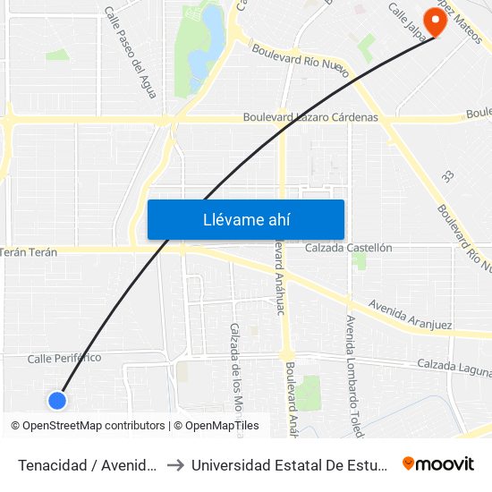 Tenacidad / Avenida Estabilidad to Universidad Estatal De Estudios Pedagogicos map