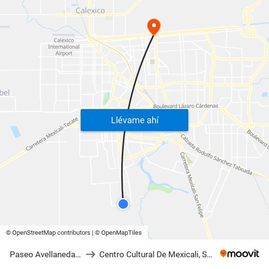 Paseo Avellaneda / Redondela to Centro Cultural De Mexicali, Seminario Diocesano map