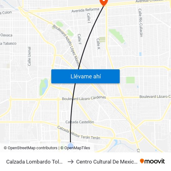 Calzada Lombardo Toledano / Basquetbolistas to Centro Cultural De Mexicali, Seminario Diocesano map