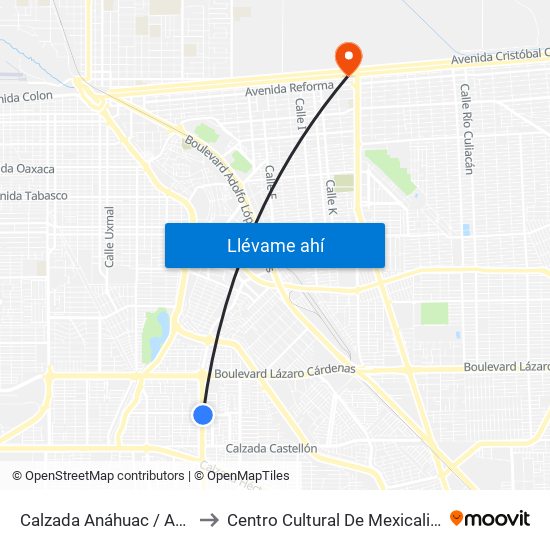 Calzada Anáhuac / Avenida Pontevedra to Centro Cultural De Mexicali, Seminario Diocesano map