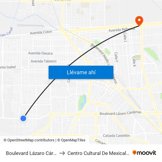 Boulevard Lázaro Cárdenas / Río Paraná to Centro Cultural De Mexicali, Seminario Diocesano map
