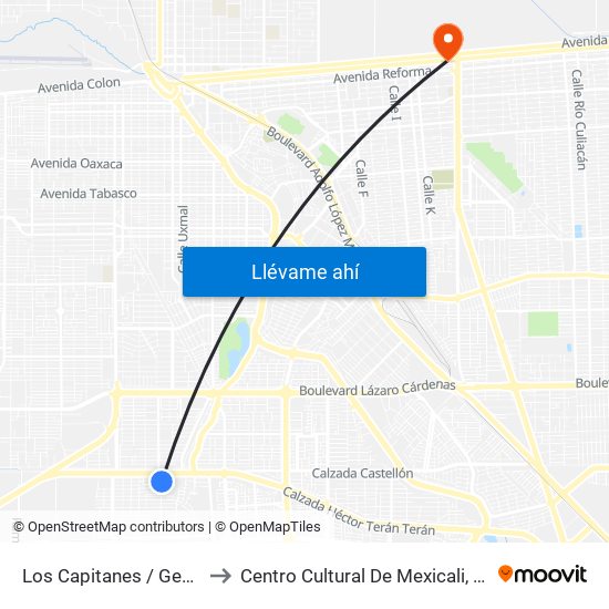 Los Capitanes / General Argumedo to Centro Cultural De Mexicali, Seminario Diocesano map