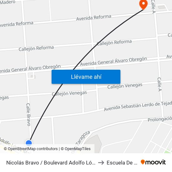 Nicolás Bravo / Boulevard Adolfo López Mateos to Escuela De Artes map