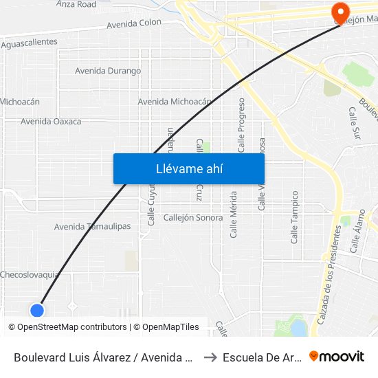 Boulevard Luis Álvarez / Avenida Kenia to Escuela De Artes map