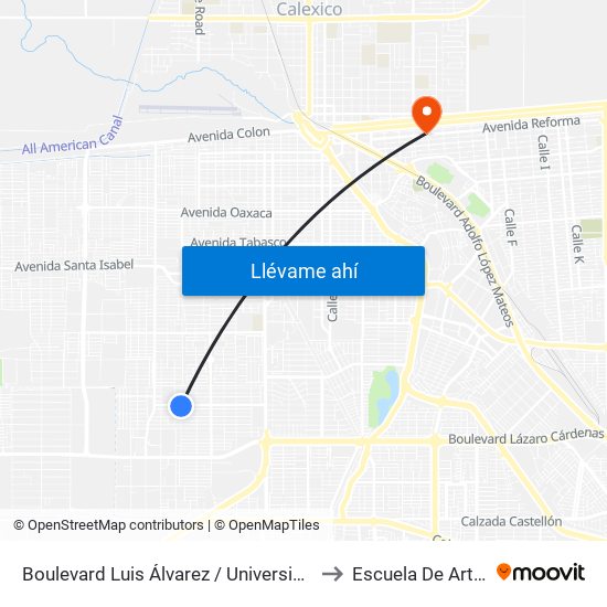 Boulevard Luis Álvarez / Universidad to Escuela De Artes map