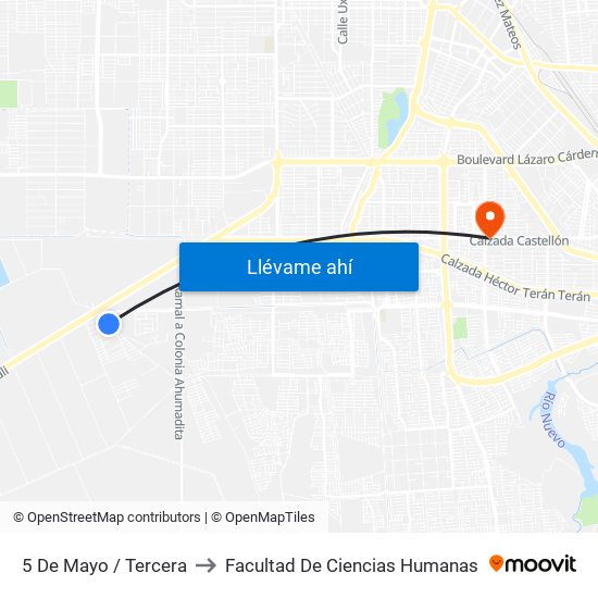 5 De Mayo / Tercera to Facultad De Ciencias Humanas map