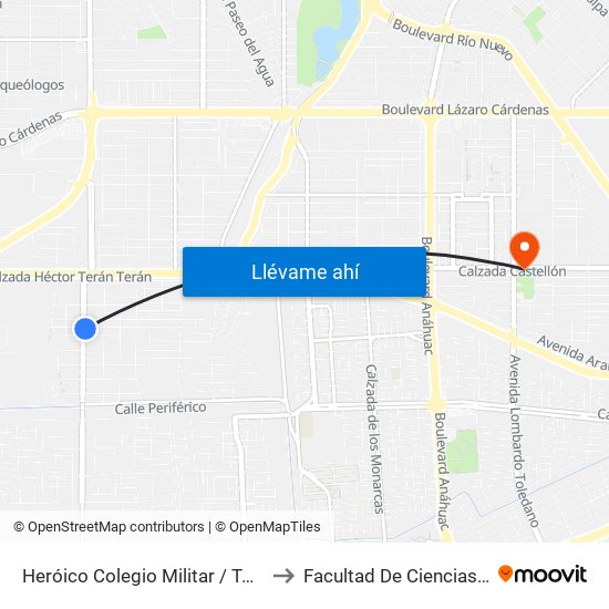Heróico Colegio Militar / Tomás Pantoja to Facultad De Ciencias Humanas map