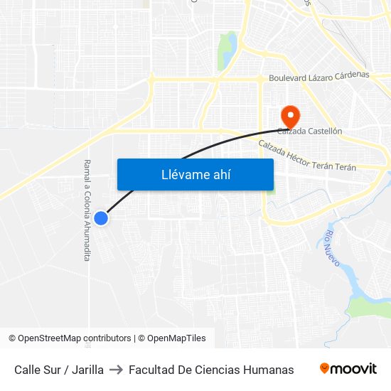 Calle Sur / Jarilla to Facultad De Ciencias Humanas map