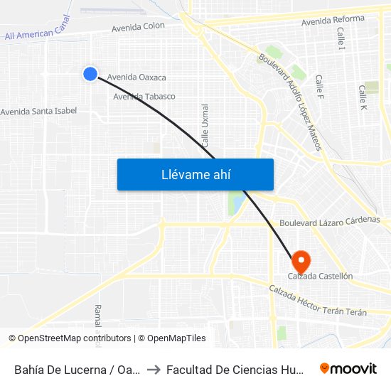 Bahía De Lucerna / Oaxaca to Facultad De Ciencias Humanas map