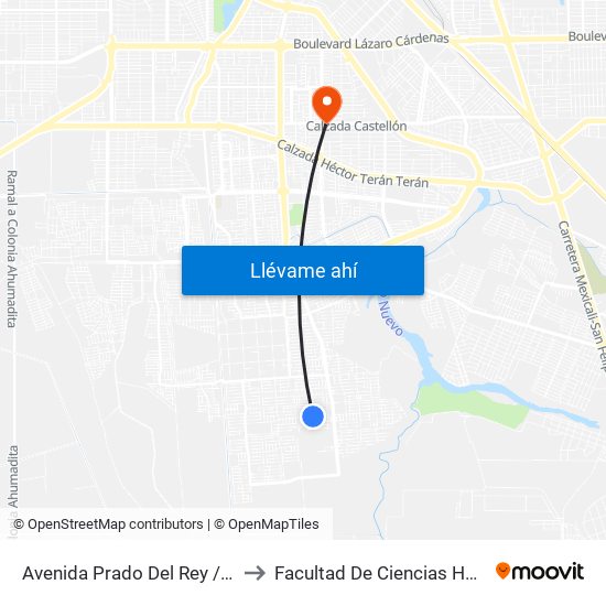 Avenida Prado Del Rey / Estella to Facultad De Ciencias Humanas map