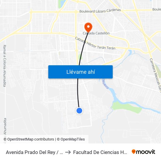 Avenida Prado Del Rey / Parzon to Facultad De Ciencias Humanas map