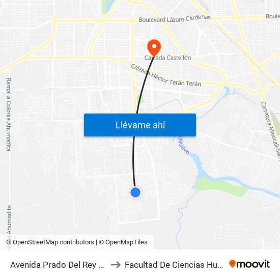 Avenida Prado Del Rey / Liesa to Facultad De Ciencias Humanas map