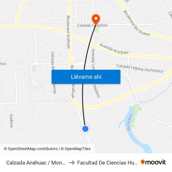 Calzada Anáhuac / Montedoro to Facultad De Ciencias Humanas map