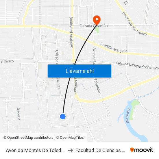 Avenida Montes De Toledo / Llanes to Facultad De Ciencias Humanas map