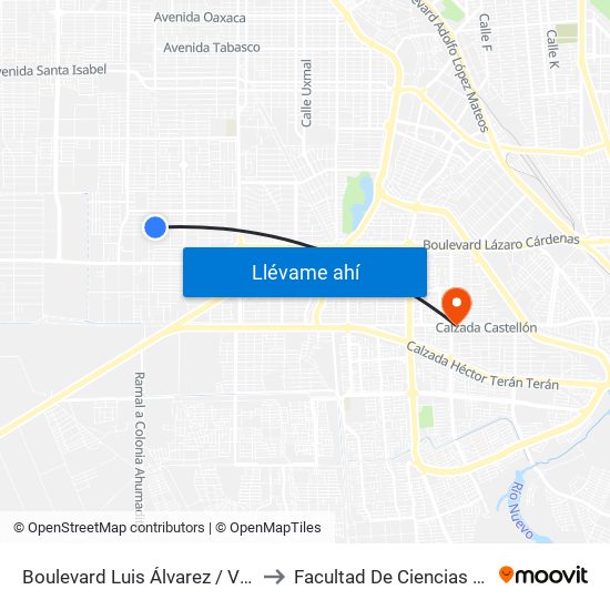 Boulevard Luis Álvarez / Veterinarios to Facultad De Ciencias Humanas map