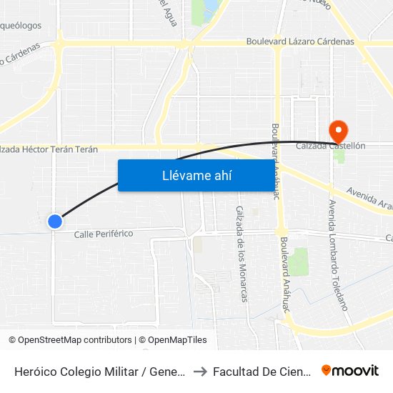 Heróico Colegio Militar / General Jesús María Garza to Facultad De Ciencias Humanas map