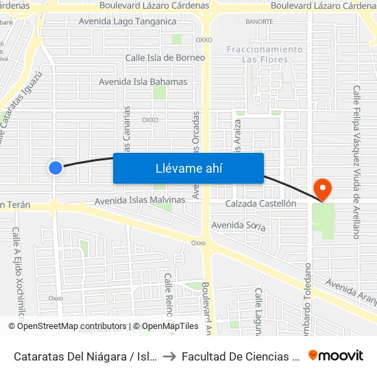 Cataratas Del Niágara / Isla Córcega to Facultad De Ciencias Humanas map