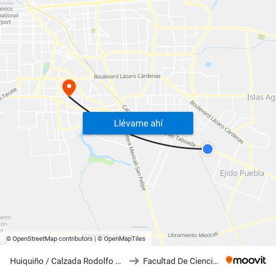 Huiquiño / Calzada Rodolfo Sánchez Taboada to Facultad De Ciencias Humanas map